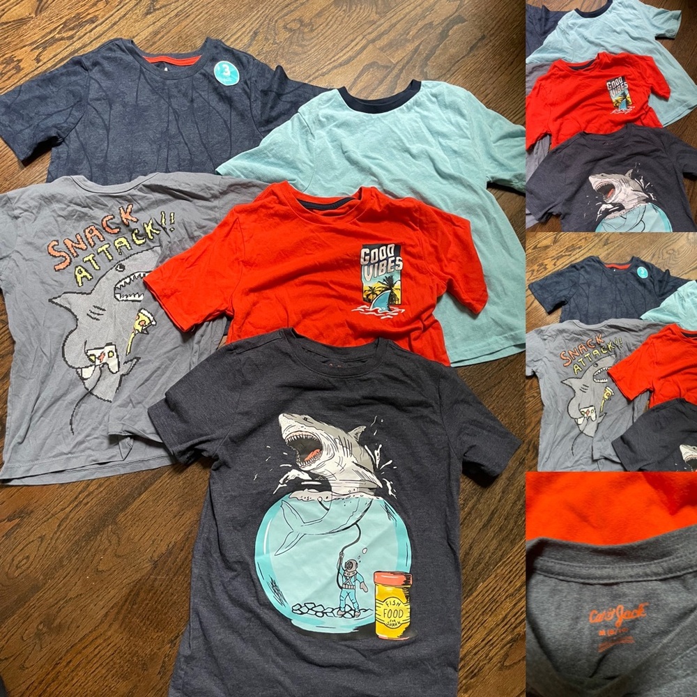 Boys shark short sleeve T-shirt bundle size M